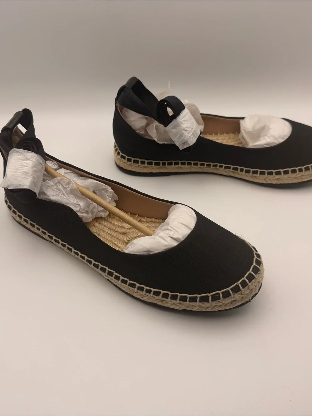 ZAC Zac Posen Black Canvas Espadrille Flats with Ankle Tie. NIB
